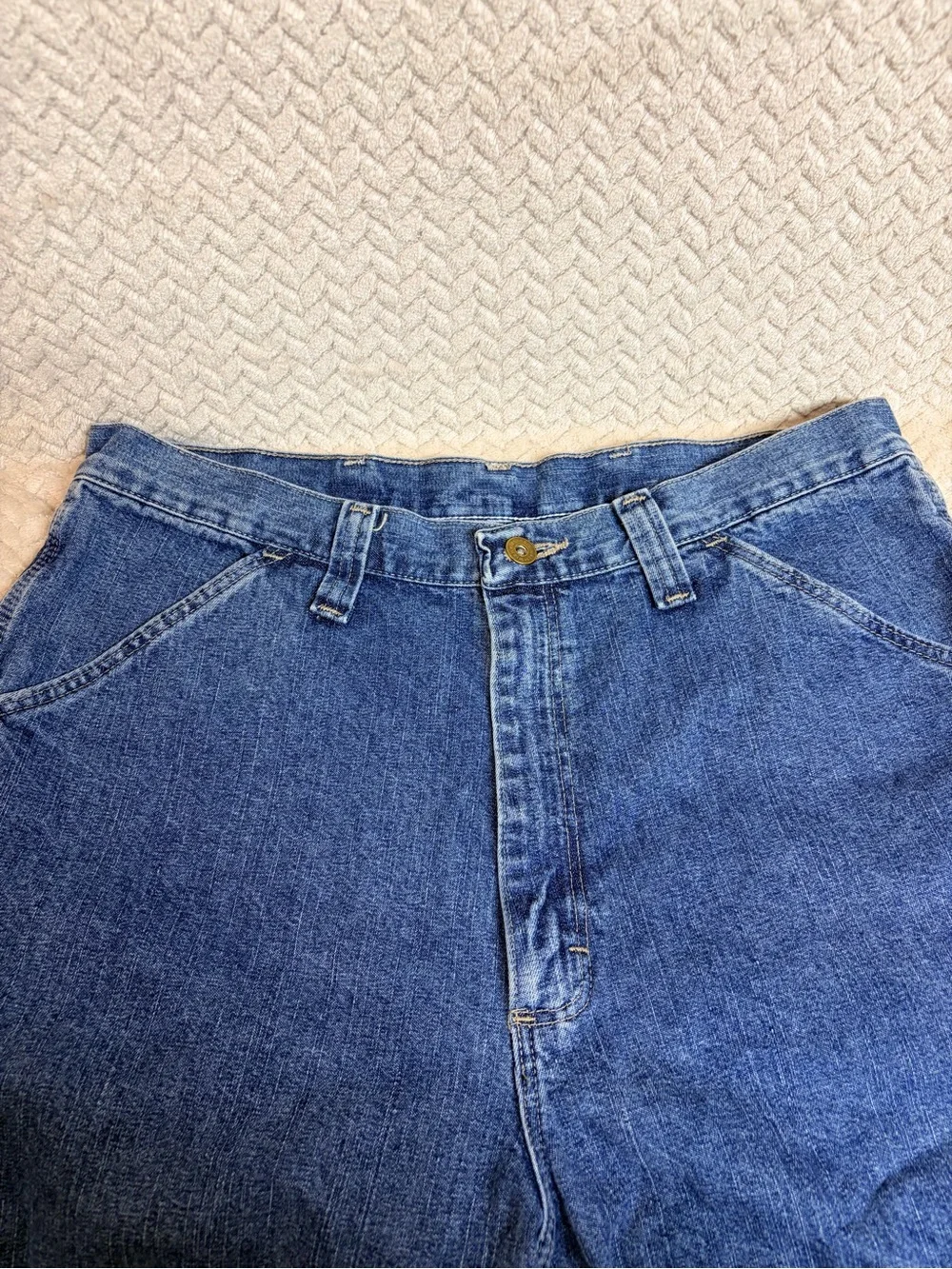 Vintage Mens 34 Wrangler Originals Denim Carpenter Shorts Utility Y2K Jorts